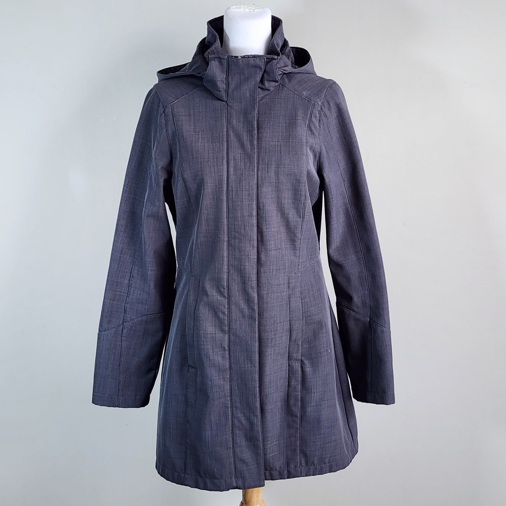 True North Softshell Hooded Jacket Womens Small Charcoal Grey Full Zip Outdoor